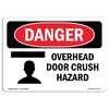 Signmission Safety Sign, OSHA Danger, 7" Height, 10" Width, Aluminum, Overhead Door Crush Hazard, Landscape OS-DS-A-710-L-1720